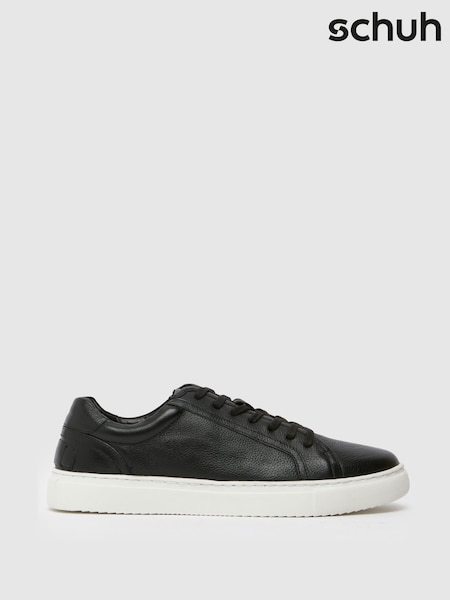 Schuh Whit Leather Lace-Up Black Trainers (F91150) | £55