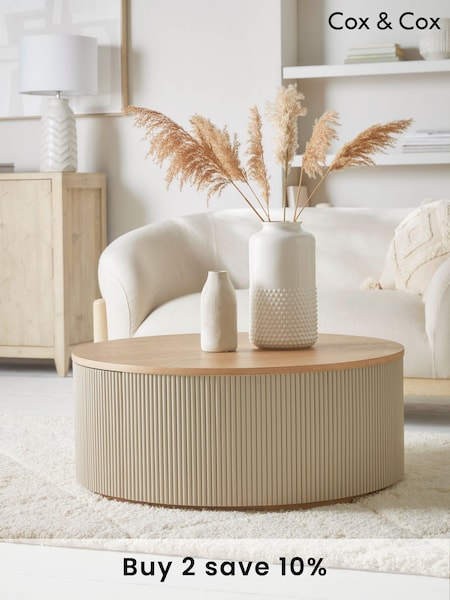 Cox & Cox Taupe Round Fluted Coffee Table (F91169) | £1,195