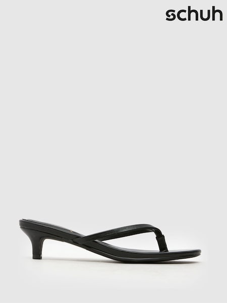 Schuh Sunnie Toe Post Kitten Black Sandals (F91228) | £32 - £35