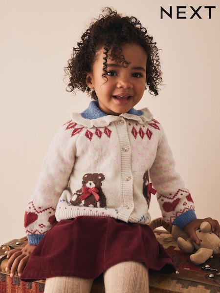 Ecru Teddy Bear Collar Cardigan (3mths-7yrs) (F91250) | £20 - £24
