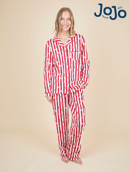 JoJo Maman Bébé Red Woman's Stripe Christmas Pyjama Set (F91268) | £39.50