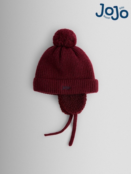 JoJo Maman Bébé Purple Embroidered Cable Hat (F91281) | £14.50