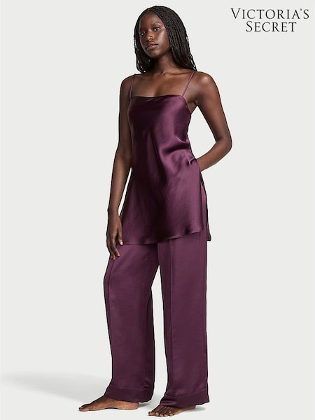 Victoria's Secret Winter Wine Purple Luxe Satin Tunic and Trouser Set (F91330) | £75