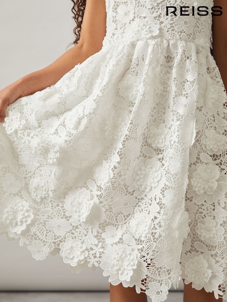 Reiss Ivory Melody Guipure-Lace Midi Dress (F91353) | £105