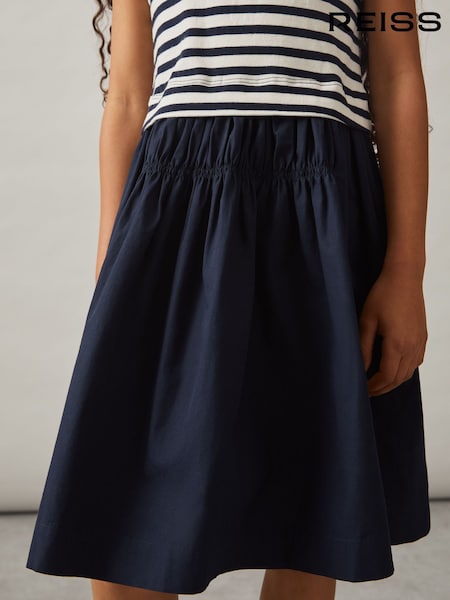 Reiss Navy Wren Cotton Stripe Layered Sleeveless Dress (F91376) | £53