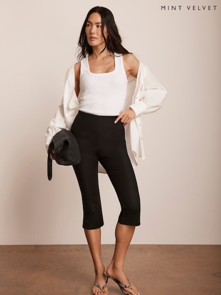 Mint Velvet Black Peddle Pusher Trousers (F91420) | £69