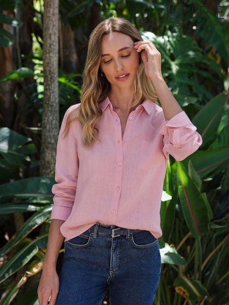 Pure Collection Pink 100% Linen Shirt (F91466) | £90