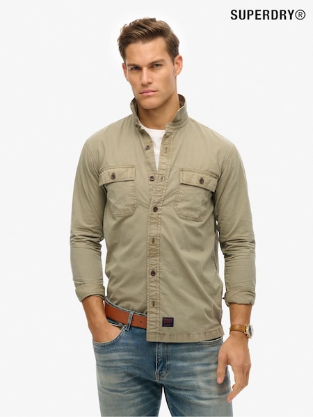 Superdry Green Military Long Sleeve 100% Cotton Shirt (F91504) | £55