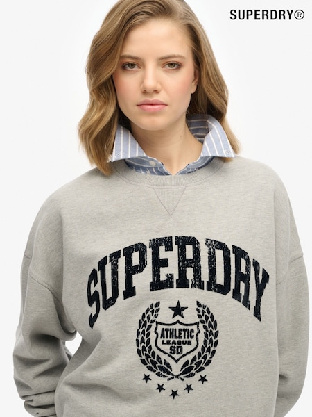 Superdry Grey Athletic Relaxed Flock Sweatshirt (F91522) | £45