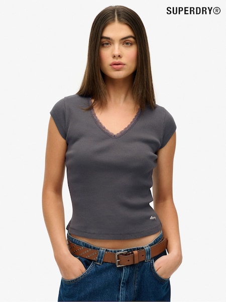Superdry Grey 100% Cotton Essential Square Neck Short Sleeve T-Shirt (F91527) | £20