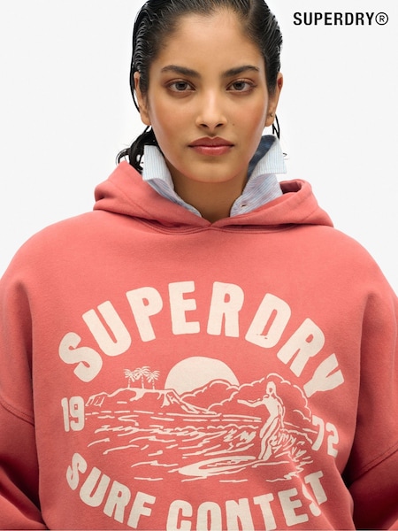 Superdry Red Oversized Lo-Fi Outdoor 100% Cotton Hoodie (F91534) | £50