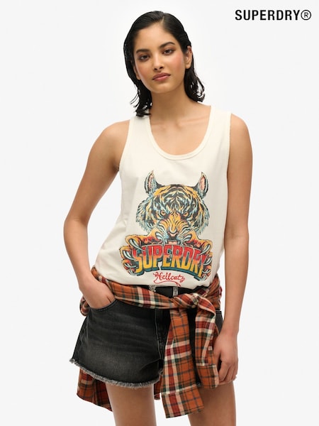 Superdry White 100% Cotton Essential Square Neck Short Sleeve T-Shirt (F91537) | £25
