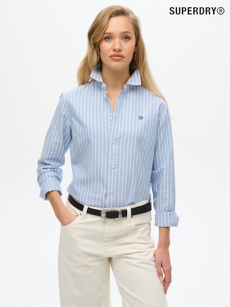 Superdry Blue Slim Oxford Long Sleeve 100% Cotton Shirt (F91538) | £45