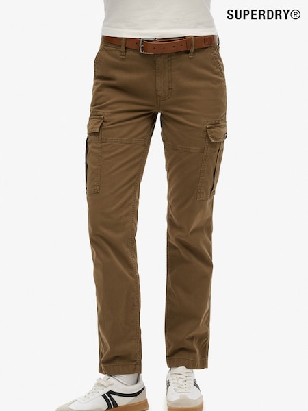 Superdry Brown Mid Rise Slim Cargo 100% Cotton Trousers (F91555) | £60