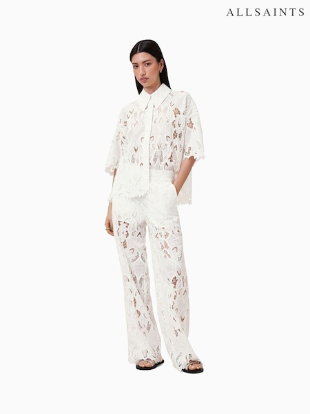 AllSaints White Charli Embellished Trousers (F91572) | £169
