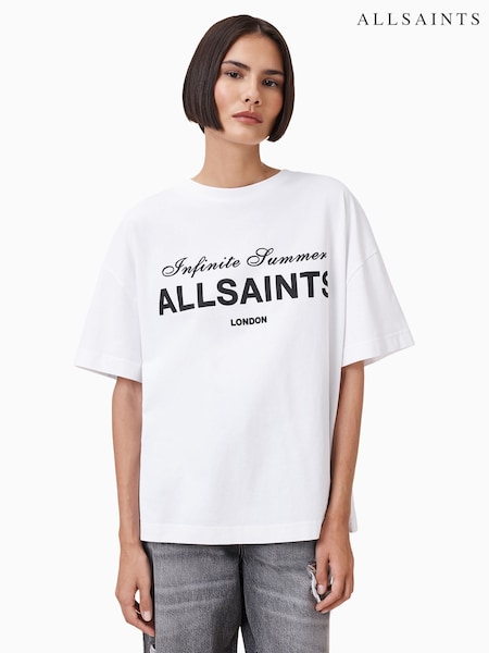AllSaints White Avri 100% Cotton T-Shirt (F91582) | £59