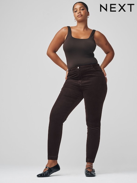 Chocolate Brown Cord Skinny Hourglass Trousers (F91635) | £30