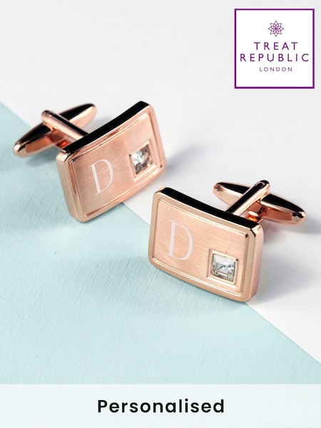Personalised Cufflinks With Crystal by Treat Republic (F91648) | £25