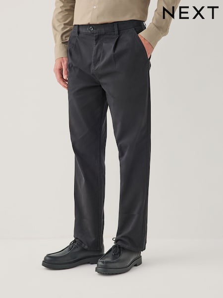 Black Regular Fit Stretch Chinos Trousers (F91734) | £28