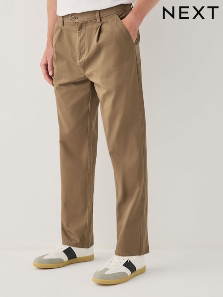 Tan Brown Regular Tapered Fit Stretch Chinos Trousers (F91763) | £28