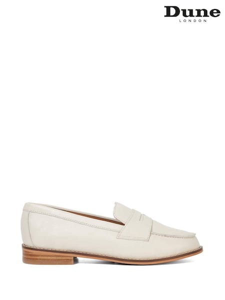 Dune London Cream Wide Fit Ginelli Flexi Sole Leather Penny Loafers (F91803) | £89