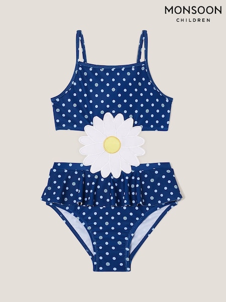 Monsoon Blue Amalfi Daisy Polka Dot Swimsuit (F91844) | £20 - £24