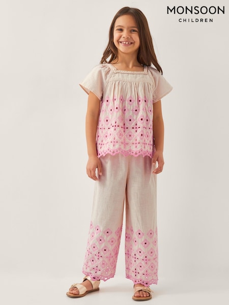 Monsoon Natural Broderie Square Neck Top (F91846) | £22 - £26