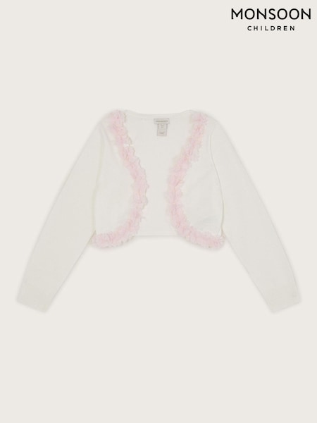 Monsoon Natural 3D Floral Print Trim 100% Cotton Cardigan (F91854) | £25 - £29