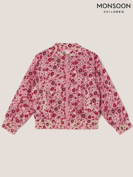 Monsoon Pink Floral Print Bomber Jacket (F91856) | £38 - £43