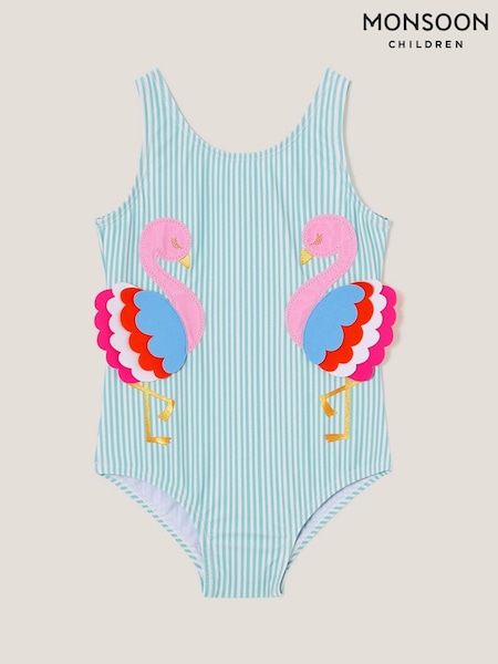 Monsoon Blue Baby Flamingo Stripe Swimsuit (F91865) | £18 - £22