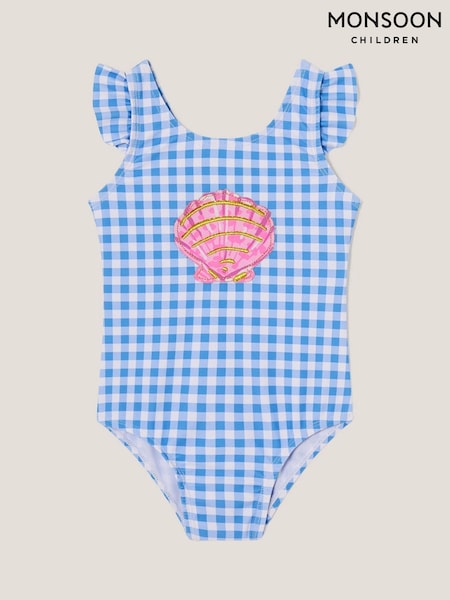 Monsoon Blue Baby Gingham Seashell Swimsuit (F91874) | £18 - £22