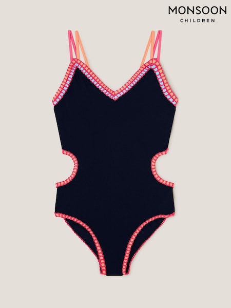 Monsoon Black Blanket Stitch Cut-Out Swimsuit (F91902) | £24 - £26