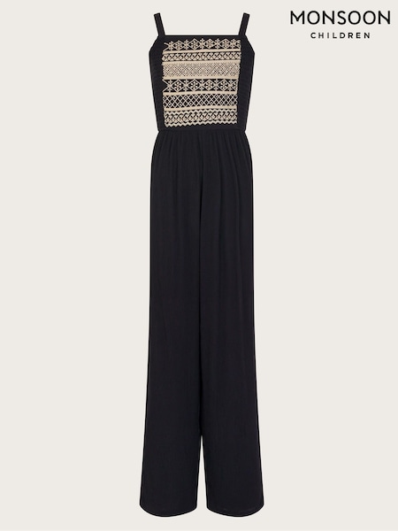 Monsoon Black Strappy Embroidered Jumpsuit (F91924) | £30 - £33