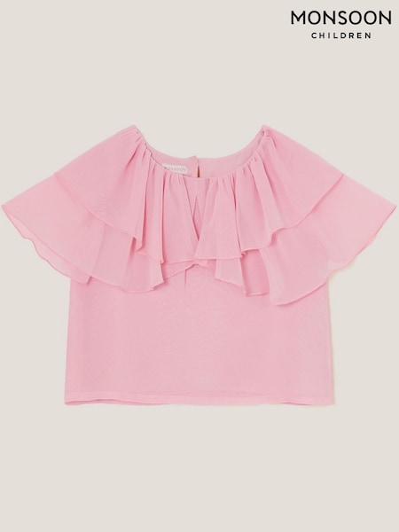 Monsoon Pink Paris Ruffle Chiffon Top (F91928) | £22 - £26