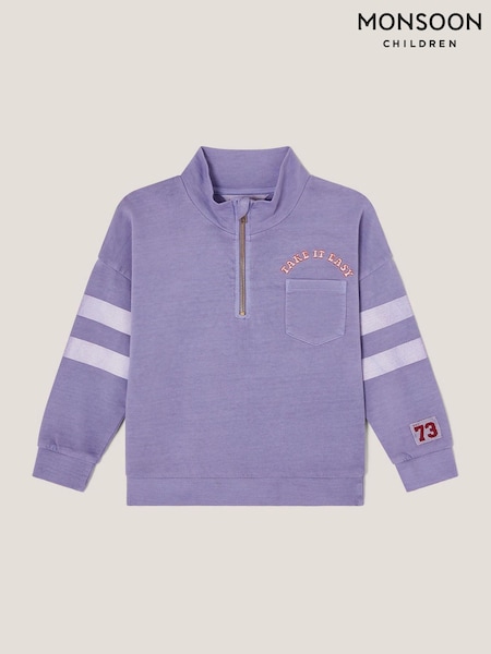 Monsoon Blue Take It Easy Half-Zip 100% Cotton Sweatshirt (F91937) | £24 - £28
