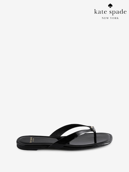 kate spade new york Flower Flip Flop Black Sandals (F92089) | £120