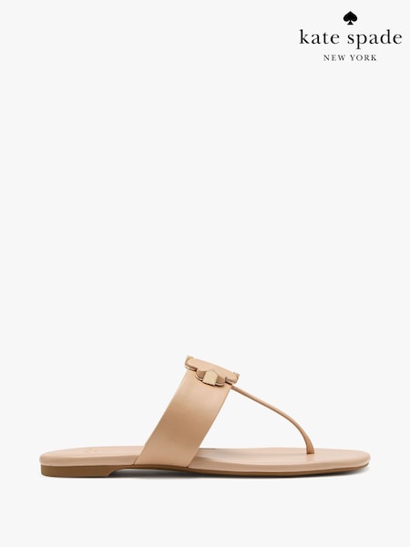 kate spade new york Spade Flower Print Brown Thong Sandals (F92091) | £195
