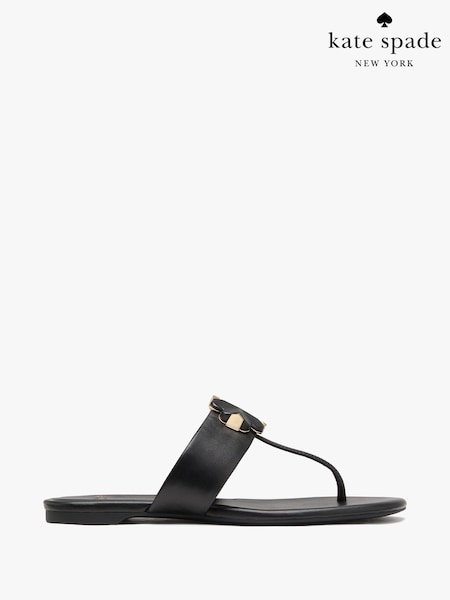 kate spade new york Spade Flower Print Black Thong Sandals (F92095) | £195