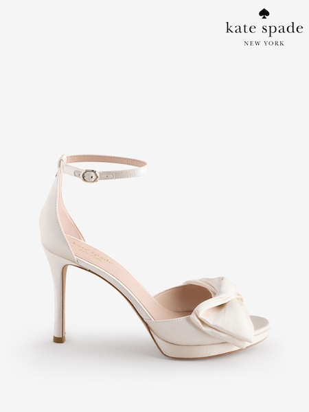 kate spade new york Bridal Bow Heeled White Sandals (F92100) | £195