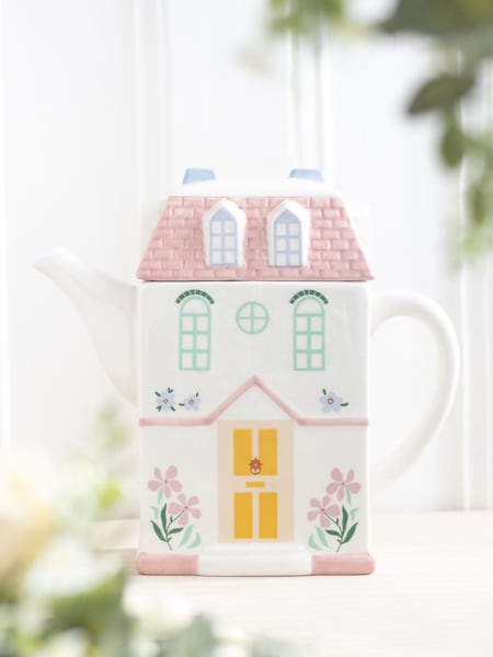 Something Different White Pastel House Shaped Teapot (F92111) | £17