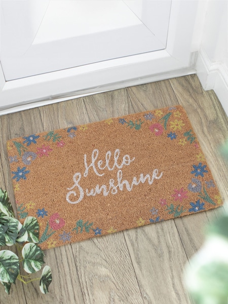Something Different Brown Hello Sunshine Floral Print Door Mat (F92117) | £14
