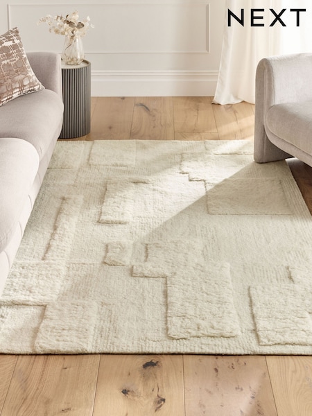 White Chic Relief Shaggy Rug (F92121) | £95 - £365