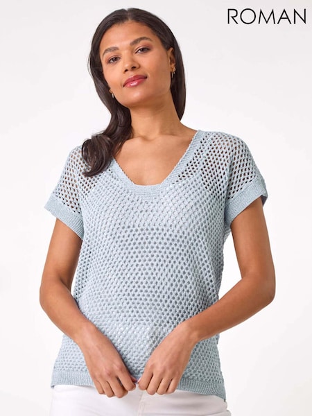 Roman Blue 2-In-1 Open Knitted T-Shirt (F92153) | £36