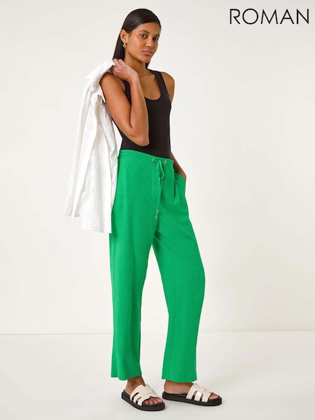 Roman Green Full Length Linen Trousers (F92160) | £36