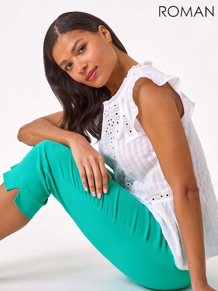 Roman Blue Cropped Stretch Trousers (F92163) | £32