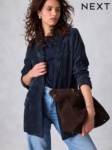 Navy Cord Single Breasted Blazer (F92179) | £58