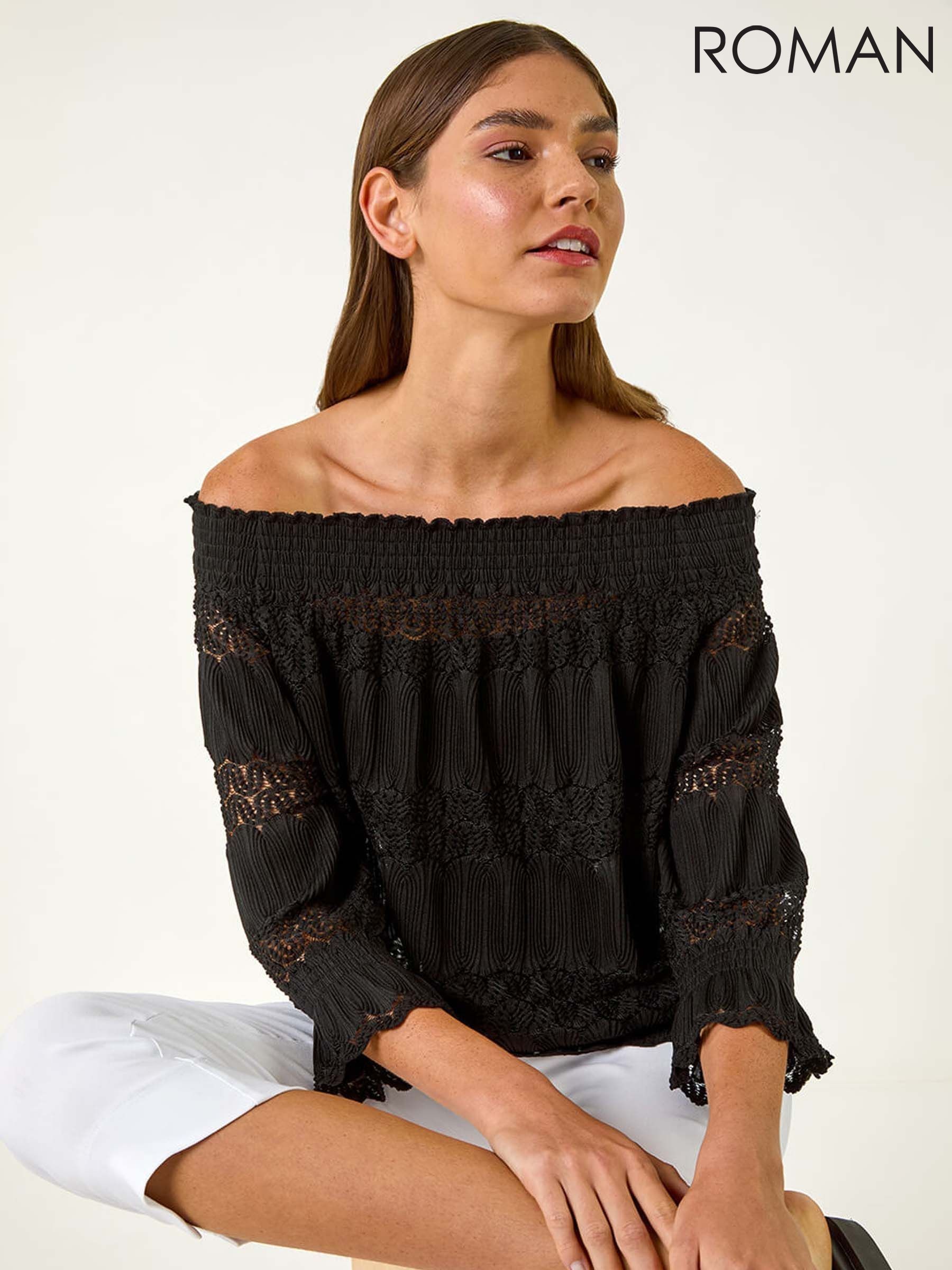 plain black bardot top