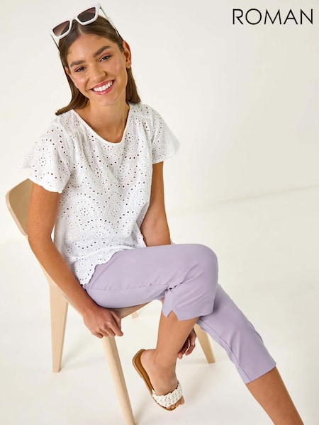 Roman Purple Cropped Stretch Trousers (F92189) | £32