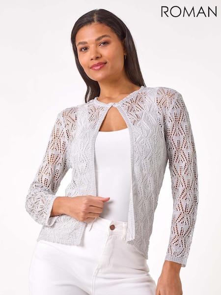Roman Metallic Shimmer Crochet Knit Shrug (F92204) | £42
