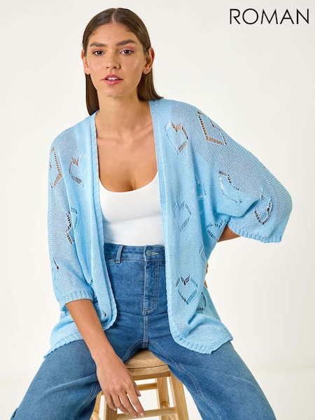 Roman Blue Pointelle Heart Knit Cardigan (F92238) | £45